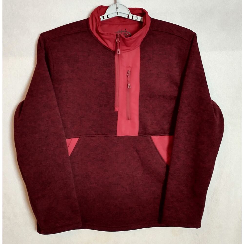 Reel Life 1/4 Zip Fleece Pullover Jacket. Men's Large. Red Black